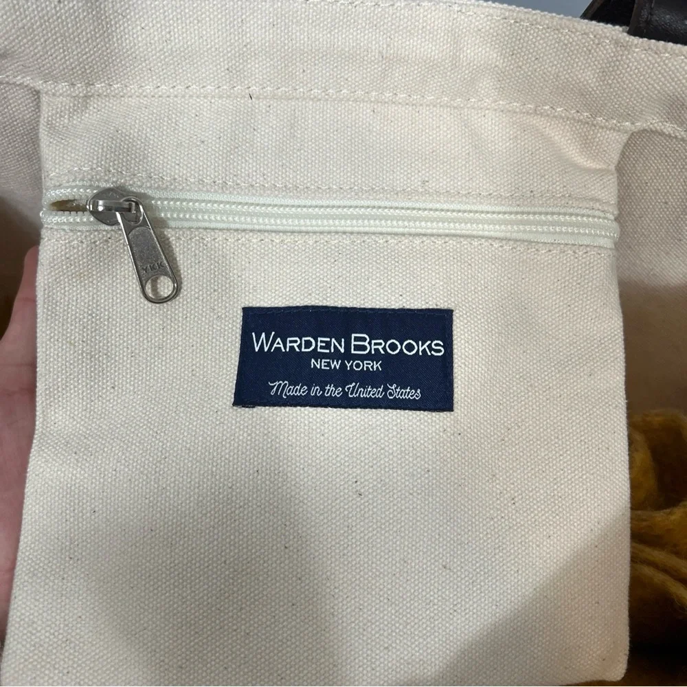 Warden Brooks New York Large Canvas Tote With Leather Handle Made in USA